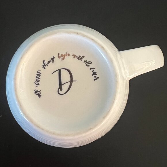 Letter D “All Great Things Begin with the Letter D” Initial Monogram Ceramic Mug - Picture 13 of 14